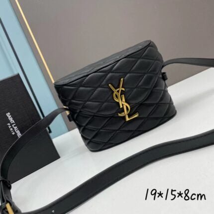YSL JUNE Quilted sheep leather box bag with gold hardware 710080 size: 19 *15 *8cm