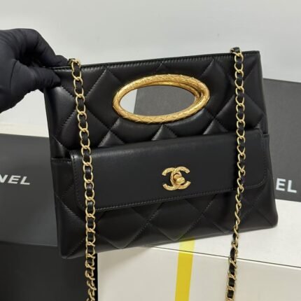 Chanel New Fall/Winter Collection 24B Chain Clutch Bag Black（Size:19*25*3 cm）