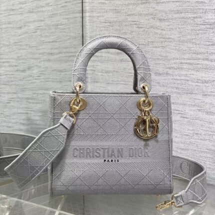 dior lady d-lite five compartments toffee latest rattan check embroidery ‼️dr-031 gray