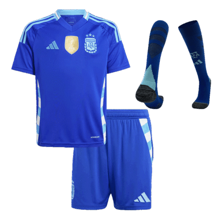 Argentina Away Kids Soccer Jerseys Full Kit Copa America 2024